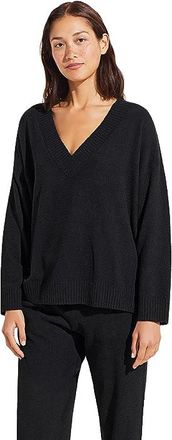 Eberjey Recycled Boucle - The V-Neck Top Womens Clothing Black : LG, Polyester