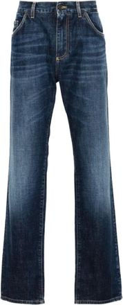 Dolce & Gabbana Geborduurde Denim Jeans - Heren - Regular Fit Jeans - Blauw - 2XL - Denim - Jeans