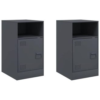 Berkfield Home Bedside Cabinets 2pcs Anthracite 34.5x39x62 cm Steel in Charcoal