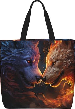 Generic Head On Fire Tote Bag Handle Carry Bag Large Capacity Handbags For Casual Daily Use Travel