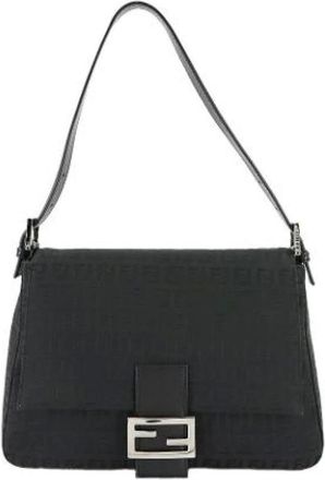 Fendi Pre-owned Shoulder Bags, female, Black, Size: ONE SIZE Pre-owned Canvas Shoulder Bag