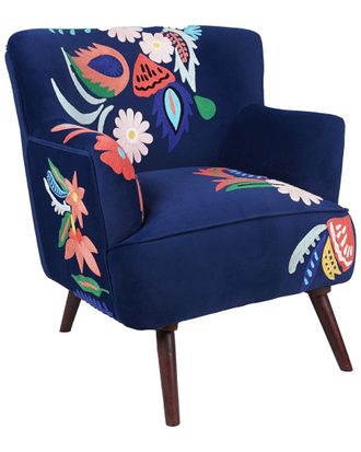 LR Home Lr Home Dahlia Velvet Floral Embroidered Handmade Accent Chair