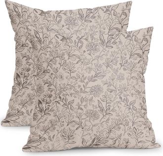 OEM Fundas De Coj&iacute;n Decorativas Vintage Con Estampado Floral, 40 X 40 Cm, Juego De 2 Piezas, Estampado Antiguo Gris, Fundas De Coj&iacute;n Cuadradas Cl&aacute;sicas Un