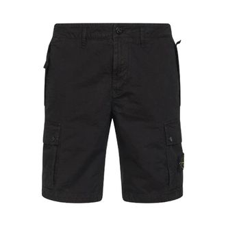 Stone Island Casual Shorts, male, Black, Size: W30 Slim-fit Cargo Bermuda Shorts