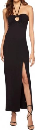 Susana Monaco Halter Side Slit Maxi Dress In Midnight
