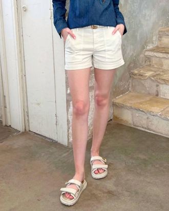Nili Lotan Cotton Utility Short In Stone