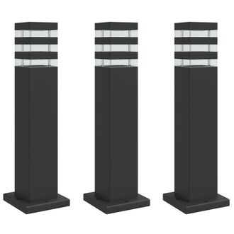 vidaXL L&aacute;mparas De Suelo De Exterior 3 Unidades Aluminio Negro 50 Cm Vidaxl