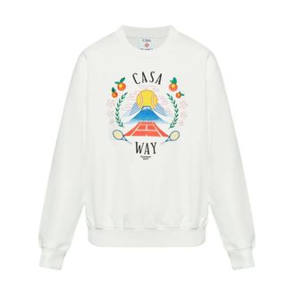 Casablanca Stijlvol wit sweatshirt Aw 25 - Heren - Sweatshirts - Wit - 2XL - Katoen - Hoodies & sweatvesten
