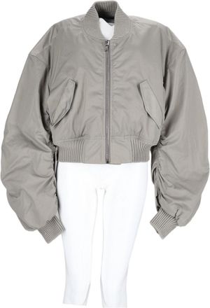 Rick Owens Grey Ruched Sleeves Ruched Nylon-Blend Bomber Jacket