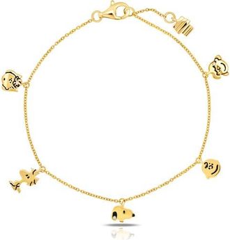 Crislu x Peanuts Snoopy & the Gang Charm Bracelet in 18Kt Yellow Gold /Clear Stone at Nordstrom, Size 7