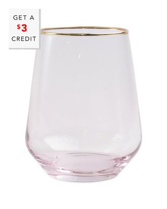 Vietri Dnu Unprofitable Viva By Vietri Rainbow Pink Stemless Wine Glass With $3 Credit