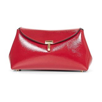 Toteme Tassen, Dames, Rood, ONE Size, Leer, T Lock Foldover Clutch