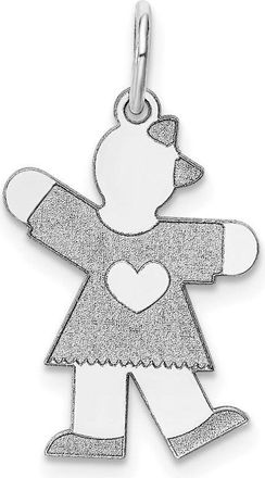 Diamond2Deal 14k Gold The Kids Small Heart Dress Girl Engravable Kiss Charm Pendant