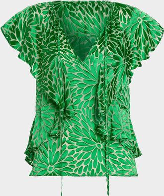 Ramy Brook Julianne Floral Ruffle Blouse