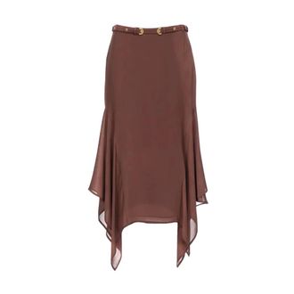 Pinko Pocket Layered Skirt - Dames - Midirokken - Bruin - XS - Polyester - Rokken