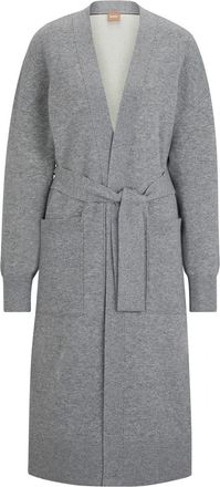 HUGO BOSS Womens V-Neck Long Sleeve Dressing Gown in Silver - Size 14 UK