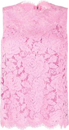 Dolce & Gabbana floral lace sleeveless top - women - Silk/Cotton/Elastane/Elastane/Polyamide/Viscose - 36 - Pink