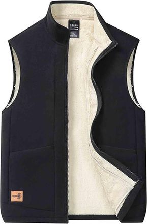 Generic Gilet for Men - Fleece Lined Quilted Gilets, Body Warmer Outerwear, Fuzzy Fluffy Winter Thermal Jacket, Sleeveless Lightweight Vest, Soft Cozy Stand C