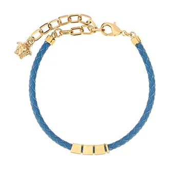 Versace Bracelets, male, Blue, Size: ONE SIZE Leather Bracelet