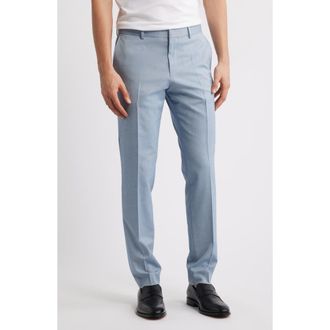 BOSS Genius Slim Fit Flat Front Stretch Dress Pants in Light Blue at Nordstrom Rack, Size 34 X R