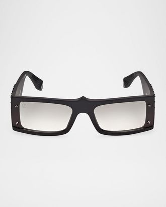 Christian Louboutin Men & apos;s Spikes Acetate Rectangle Sunglasses