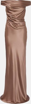 The Sei Bardot off-shoulder silk charmeuse gown