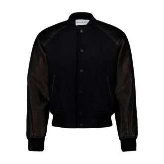 Givenchy Wool Bomberjack met Omgekeerd Logo - Heren - Bomber jackets - Zwart - L - Wol - Jassen