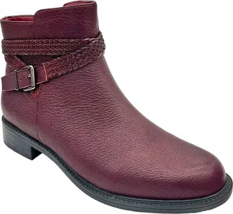 David Tate Womens Skip Leather Ankle Boots In Burgundy-Pebble Grain