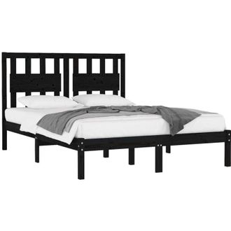 vidaXL 3103957 Bed Frame without Mattress Black Solid Wood 200x200 cm (810041+818594) vidaXL
