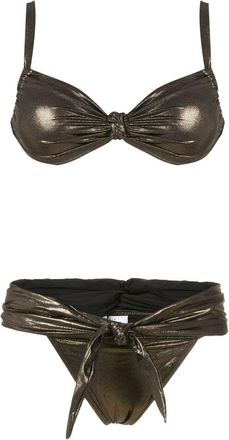 Amir Slama gathered-detail self-tie bikini - women - Polyamide/Elastane - M - Black