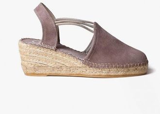 Toni Pons Womens TREMP Ladies Suede Wedge Espadrilles Taupe - Beige - Size UK 7