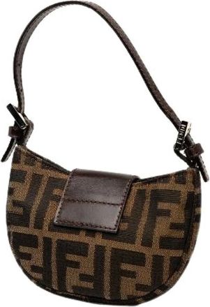 Fendi Pre-owned Shoulder Bags, female, Brown, Size: ONE SIZE Pre-owned Canvas Shoulder Bag