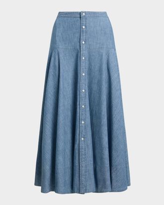 Polo Ralph Lauren Cotton Chambray Maxi Skirt