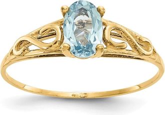 Diamond2Deal 14k Yellow Gold Aquamarine Ring