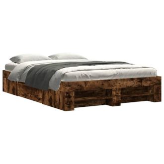 Berkfield Home Bed Frame without Mattress Smoked Oak 140x190 cm Engineered Wood in Brown