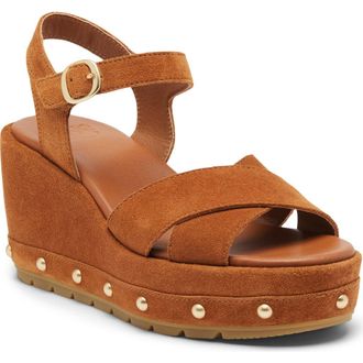 Sorel Sunpeak Ankle Strap Platform Wedge Sandal in Iced Tea/Gum at Nordstrom, Size 10.5