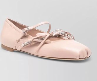 Jimmy Choo London loli leather ballet flats crystal strap bow