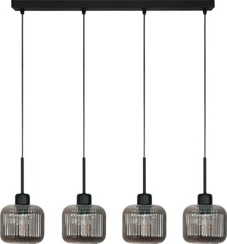 OEM L&aacute;mpara De Techo Colgante Con Tira Led Para Cocina, Grafito, Pantallas Negras, 4xe27, Beka Gris 15-001