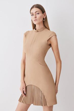 Karen Millen Womens Military Tailored Mini Dress - Beige - Size 4 UK