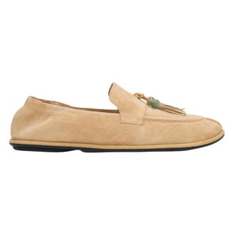 Estro & Luminara Velour Barefoot Loafers with Decorative Tassel - female - Estro - Loafers - Beige - 5 UK - Shoes