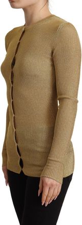 Dolce & Gabbana Womens Viscose Blend Cardigan Gold Polyester Clothing