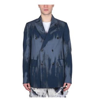 Amiri Blazers, male, Blue, Size: M Relaxed DB Pinstripe Blazer
