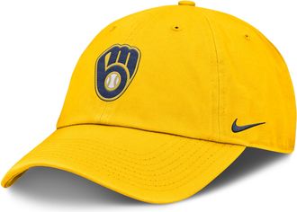 Nike Milwaukee Brewers Club Mens Nike Mens MLB Adjustable Hat in Yellow | NB0178HMZB-BEK