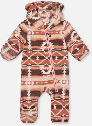 Deux par Deux Mid-Season Fleece Animal Ear Hood Fold-Over One-Piece Outerwear in Aztec Pink at Nordstrom, Size 12M