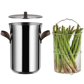 Alessi Edo Pu309 - Pentola Per Asparagi, Acciaio Inossidabile 18/10, Adatto Per Cottura A Induzione, Acciaio