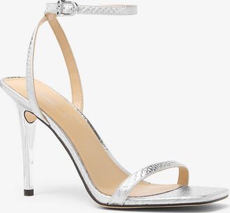 Michael Kors Liana Metallic Snake Embossed Leather Sandal