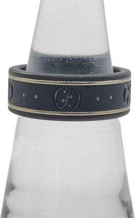 Gucci Icon Gold Black Ceramic Band Ring (Pre-Owned)