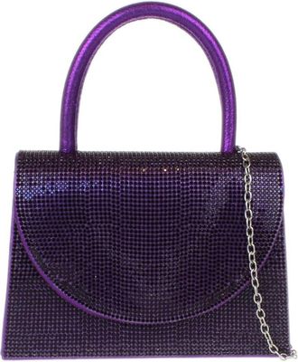 Girly HandBags Womens Diamante Top Handle Clutch Bag Small Purple