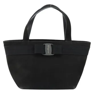 Ferragamo Vala Suede Black Suede Handbag (Pre-Owned)