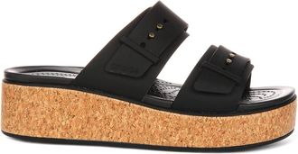 Crocs Wedges, female, Black, 6 UK, Brooklyn Cork Buckle Low Wedge